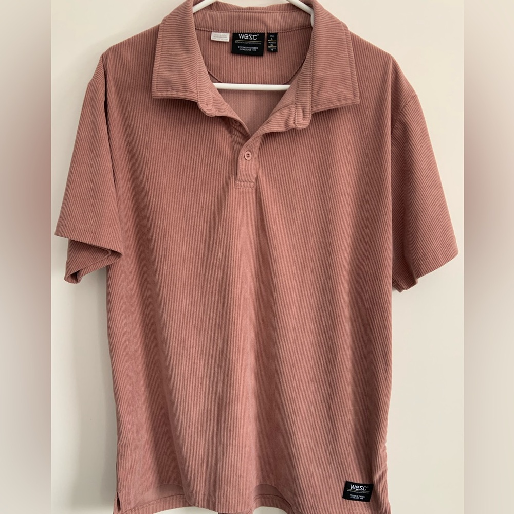 Men’s size Large/ woman’s size XL corduroy golf shirt dusty rose colour